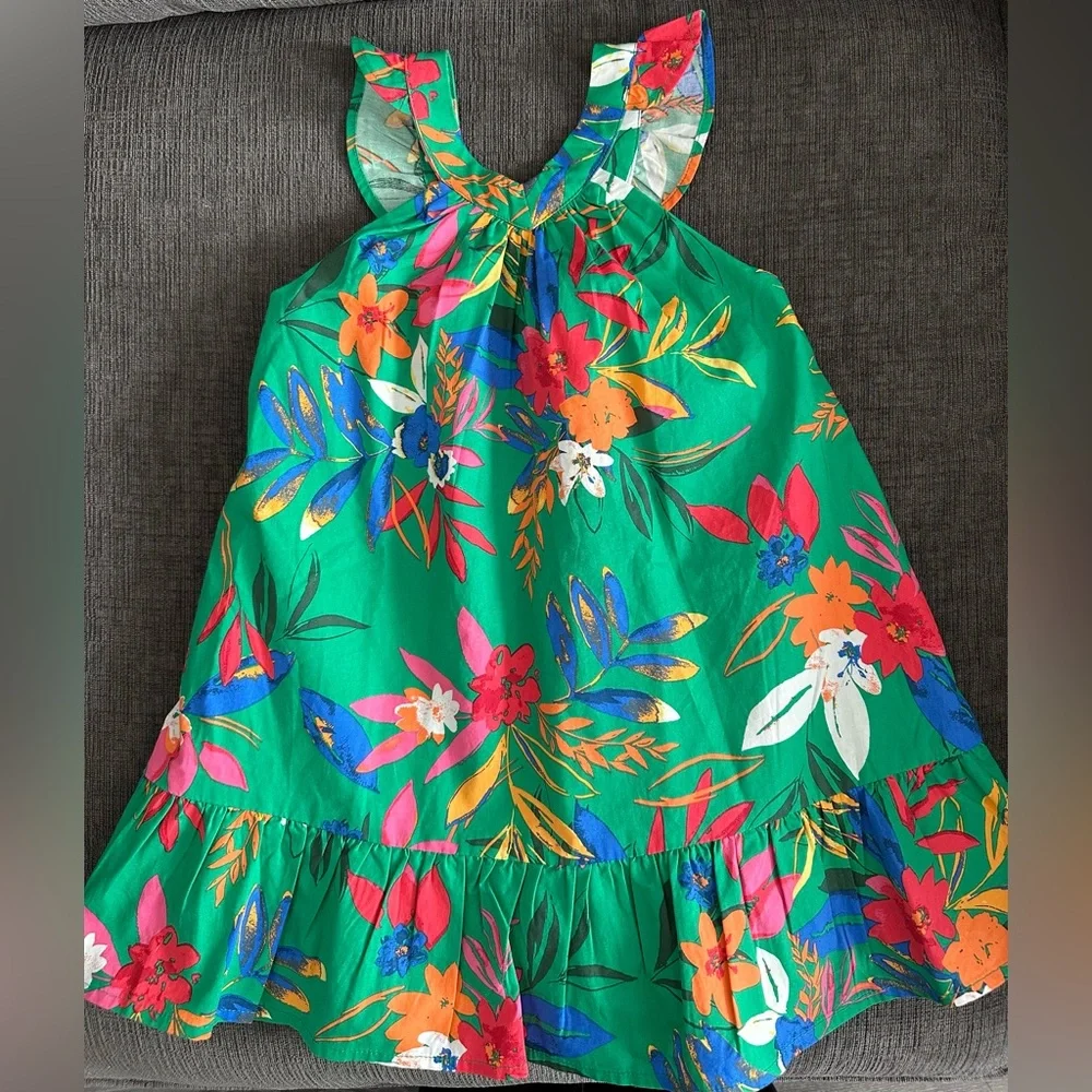 J Crew Crewcuts Green Tropical Print Dress. Size 3. NWT. - Picture 3 of 5